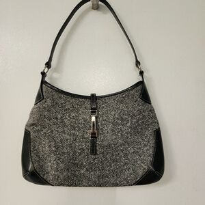 Vintage Ann Taylor LOFT tweed handbag with leather accents